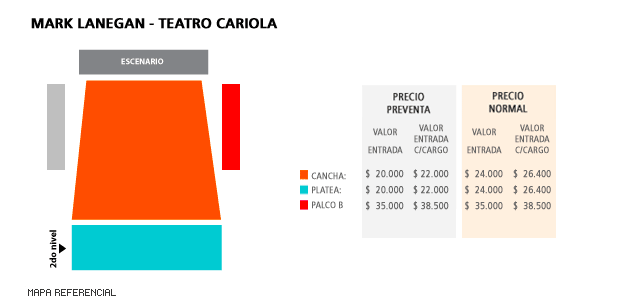 Mapa Mark Lanegan Band en Chile